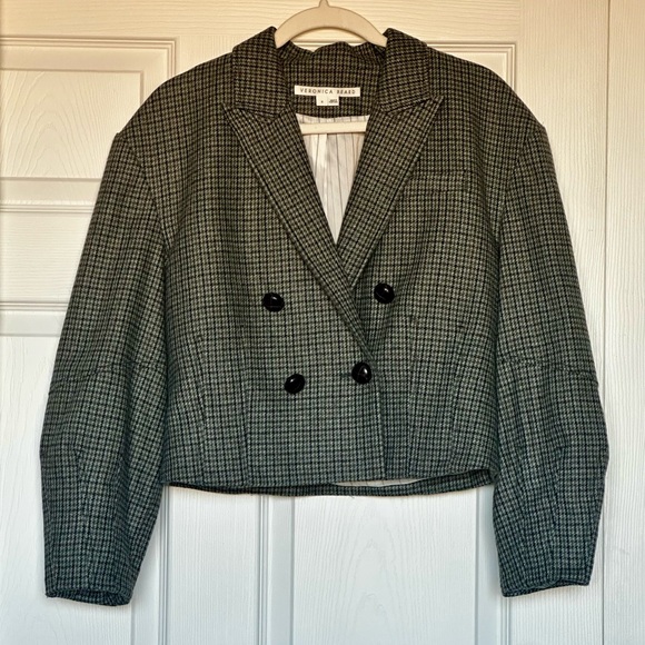 Veronica Beard Sybille cropped houndstooth wool-blend blaze - Picture 2 of 6
